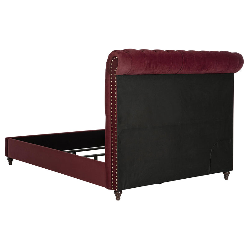  Coaster Furniture Devon 360341Q 57-inch Upholstered Queen Panel Bed - Wine Red IMAGE 3