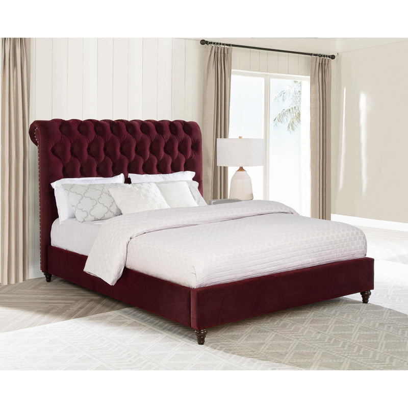  Coaster Furniture Devon 360341Q 57-inch Upholstered Queen Panel Bed - Wine Red IMAGE 4