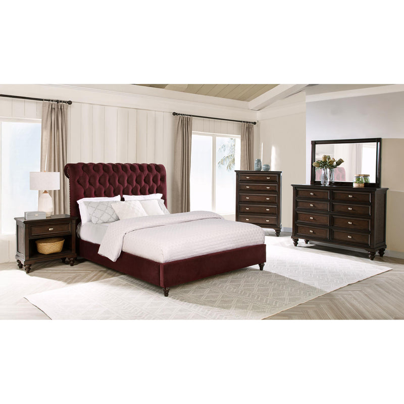  Coaster Furniture Devon 360341Q 57-inch Upholstered Queen Panel Bed - Wine Red IMAGE 5