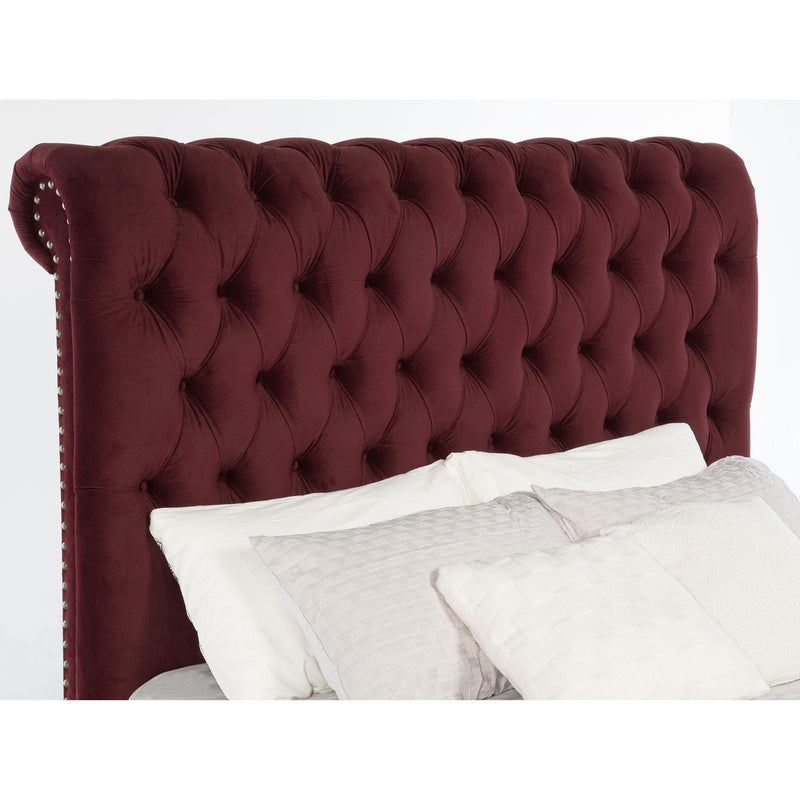  Coaster Furniture Devon 360341Q 57-inch Upholstered Queen Panel Bed - Wine Red IMAGE 6
