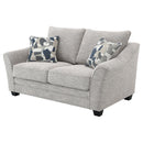  Coaster Furniture Tomkins 509672 Boucle Upholstered Loveseat - Light Grey IMAGE 3