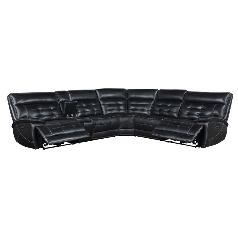  Coaster Furniture Hewitt 609610PP Leather Upholstered Power Reclining Sectional - Black IMAGE 2