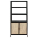 Coaster Furniture Amherst 961651 3-shelf Radio Weave Cane Metal Accent Cabinet - Black IMAGE 2