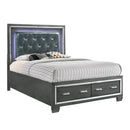  Elements International Titanium TT100QB Queen Tufted Upholstered Storage Bed IMAGE 1