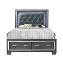  Elements International Titanium TT100QB Queen Tufted Upholstered Storage Bed IMAGE 2
