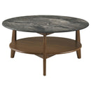  Coaster Furniture Bradley 706458-S2 2-Piece Round SmartTop Coffee Table Set Smokey and Brown - Smokey Grey/Brown IMAGE 5