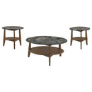  Coaster Furniture Bradley 706458-S3 3-Piece Round SmartTop Coffee Table Set Smokey and Brown - Smokey Grey/Brown IMAGE 1