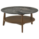  Coaster Furniture Bradley 706458-S3 3-Piece Round SmartTop Coffee Table Set Smokey and Brown - Smokey Grey/Brown IMAGE 4