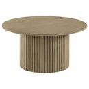  Coaster Furniture Hamlyn 706498 Round Fluted Occasional Coffee Table - Natural Oak IMAGE 1