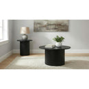  Coaster Furniture Hamlyn 706508-S2 2-piece Round Fluted Coffee and End Table Set - Black IMAGE 2