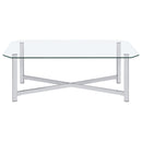  Coaster Furniture Cronin 706568-S2 2-piece Tempered Glass Top Coffee Table Set - Chrome IMAGE 4