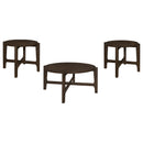  Coaster Furniture Cota 708288-S3 3-piece Solid Wood Coffee and End Table Set - Dark Brown IMAGE 1