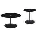  Coaster Furniture Ganso 709688-S2 2-piece Round Glass Top Coffee and End Table Set - Black IMAGE 1