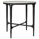  Coaster Furniture Hermas 710737 Round Genuine Marble Top Metal Side Table - White IMAGE 3