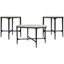  Coaster Furniture Hermas 710738-S3 3-piece Round Marble Coffee and End Table Set - White IMAGE 1