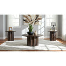  Coaster Furniture Cayenne 710778-S3 3-piece Solid Mango Wood Coffee Table Set - Walnut IMAGE 2