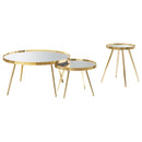  Coaster Furniture Kaelyn 723918-S2 3-piece Round Coffee and End Table Set - Gold IMAGE 1