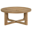 Coaster Furniture Kessler 735988 Round Sculptural Wood Coffee Table - Light Oak IMAGE 2