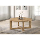  Coaster Furniture Kessler 735988 Round Sculptural Wood Coffee Table - Light Oak IMAGE 4