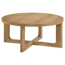  Coaster Furniture Kessler 735988-S2 2-piece Round Sculptural Wood Coffee Table Set - Light Oak IMAGE 7