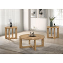  Coaster Furniture Kessler 735988-S3 3-piece Round Sculptural Wood Coffee Table Set - Light Oak IMAGE 2