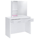  Coaster Furniture Bunbury 930280 Makeup Vanity Table Set Storage Mirror and Stool - White IMAGE 15